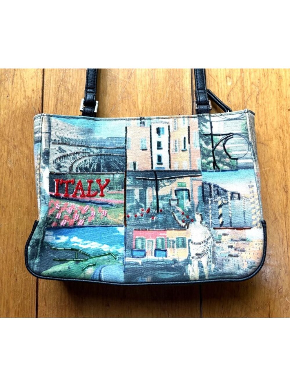 Frankie & Johnnie Beaded Italy Scene Tapestry Shoulder Bag Art Purse